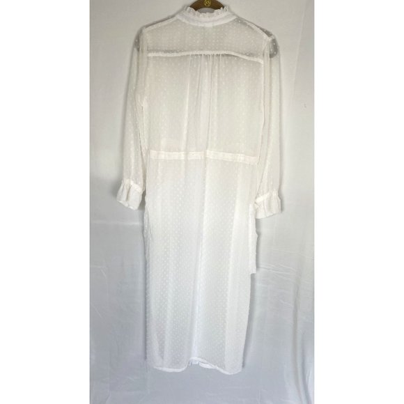 Malia Mills Carol Robe Sheer Maxi Coverup Dress M White - Picture 7 of 14